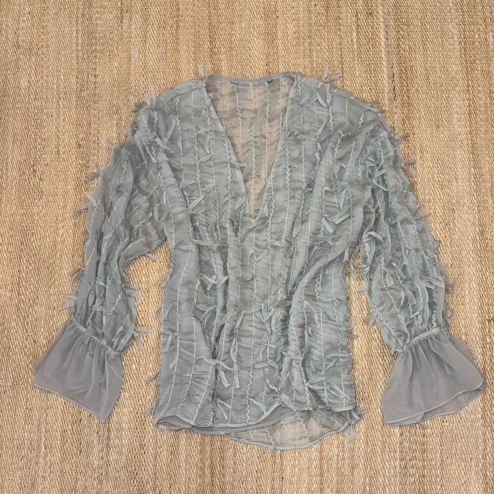 Zara White Ruffled Blouse - Picture 3 of 9